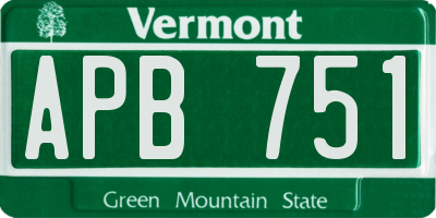 VT license plate APB751