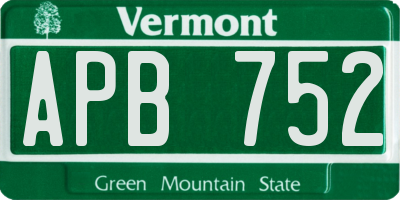 VT license plate APB752
