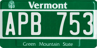 VT license plate APB753