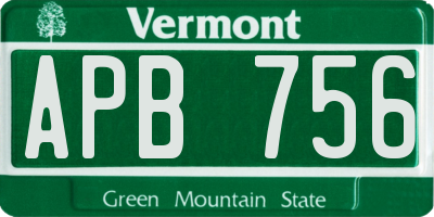 VT license plate APB756