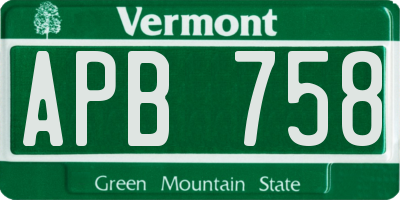 VT license plate APB758