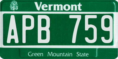 VT license plate APB759
