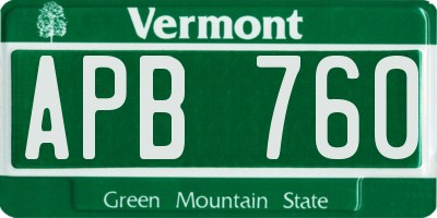 VT license plate APB760