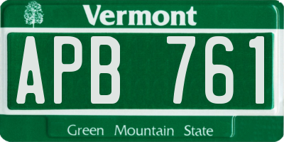 VT license plate APB761