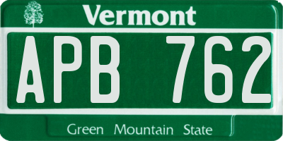 VT license plate APB762