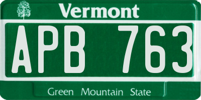 VT license plate APB763