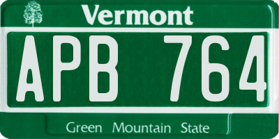 VT license plate APB764
