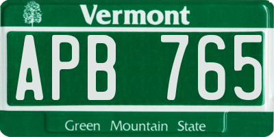 VT license plate APB765