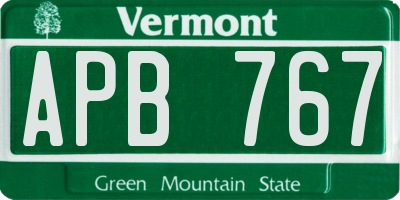 VT license plate APB767