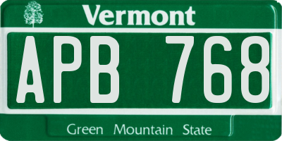 VT license plate APB768