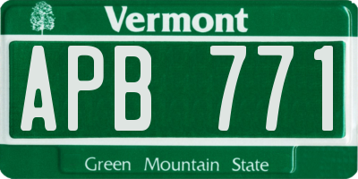 VT license plate APB771