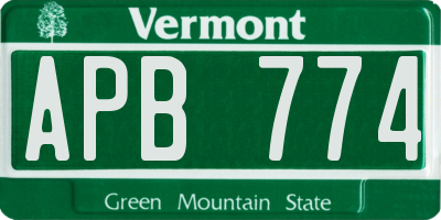 VT license plate APB774