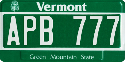 VT license plate APB777