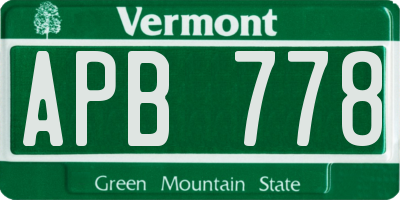 VT license plate APB778