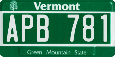 VT license plate APB781