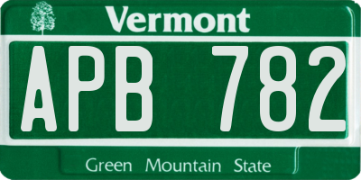 VT license plate APB782