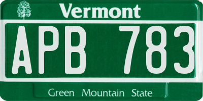 VT license plate APB783