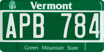 VT license plate APB784