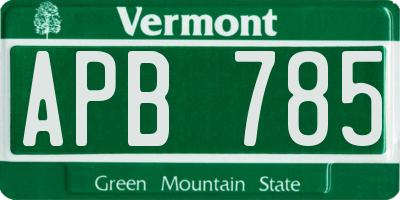VT license plate APB785