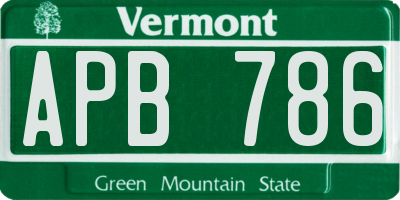 VT license plate APB786
