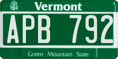 VT license plate APB792