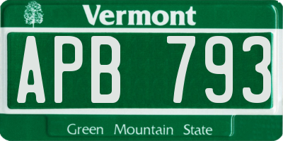 VT license plate APB793