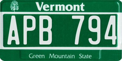 VT license plate APB794