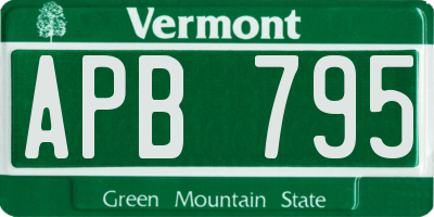 VT license plate APB795