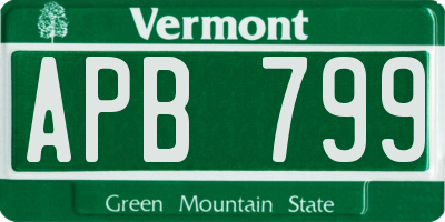 VT license plate APB799