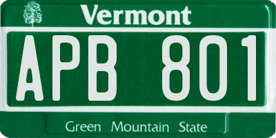 VT license plate APB801