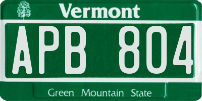VT license plate APB804