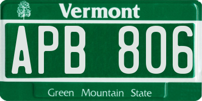 VT license plate APB806