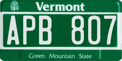 VT license plate APB807