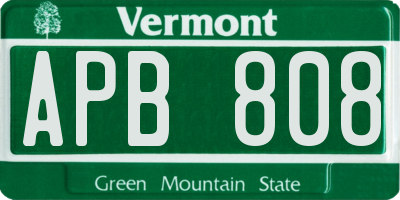 VT license plate APB808