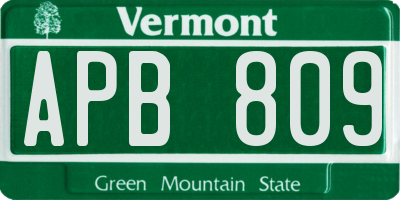 VT license plate APB809
