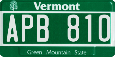 VT license plate APB810
