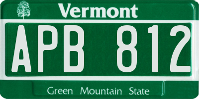 VT license plate APB812
