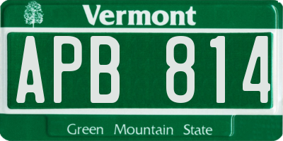 VT license plate APB814
