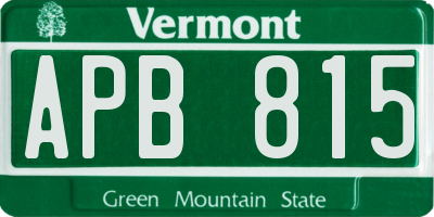 VT license plate APB815