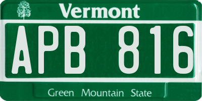 VT license plate APB816
