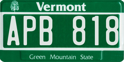 VT license plate APB818