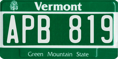 VT license plate APB819