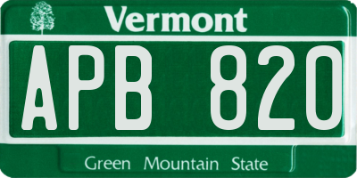 VT license plate APB820