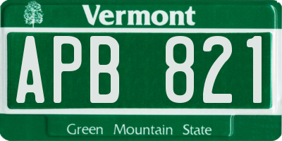 VT license plate APB821