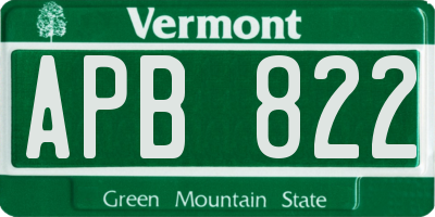 VT license plate APB822