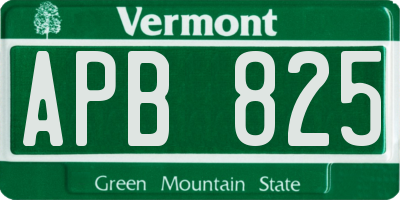 VT license plate APB825