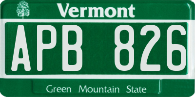 VT license plate APB826