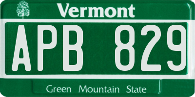 VT license plate APB829