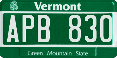 VT license plate APB830