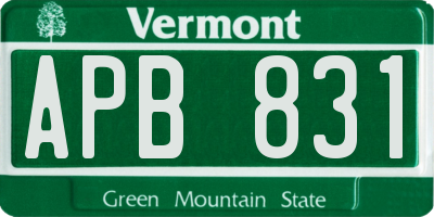 VT license plate APB831